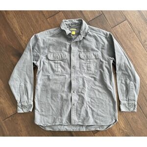 Cabela Shirt Mens Large Button Up Gray Heavy Chamois Flannel Shacket
